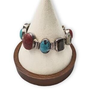 SOLD- Vintage! Gemstones and Jewels Sterling Silver Bracelet